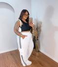Calça Feminina Cargo Track Pants Listras Laterais Plus Size