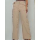 Calça Feminina Cargo Wide Leg Cintura Alta Com Bolsos Nas Laterais, Elegante, Sofisticada, Moderna