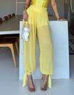 Calça Feminina Chiffon Tule Shortinho Forrado Amarração Tendência Moda Gringa