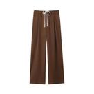 Calça Feminina Cintura Alta e Perna Larga - Cintura Dupla, Cordão e Bolsos Laterais Calça Feminina Cintura Alta e Perna Larga - Cintura Dupla, Cordão e Bolsos Laterais