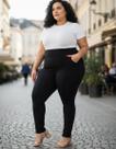 Calça Feminina Cintura Alta Gorguinho Plus Size Para Trabalhar Malha Leve E Confortável