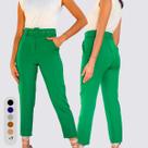 Calça Feminina Clochard Alfaiataria Com Cinto Forrado