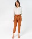 Calça Feminina Clochard Sarja Reta Bolsos Marrom-40025