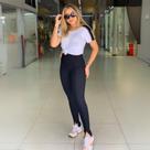 Calça Feminina Com Fenda De Poliamida Power