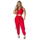 Calça Feminina + Cropped de Alfaiataria Cores