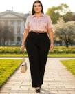 Calça Feminina de Alfaiataria Plus Size, Preto, Marinho Calça Feminina de Alfaiataria Plus Size, Preto, Marinho