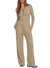 Calça feminina Henley de manga comprida Darong 9122