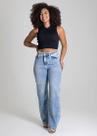 Calça Feminina Jeans Barrel Sawary Premium Original Cintura Alta Moda 279634