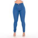 Calça feminina jeans clássica azul com levanta bumbum de estilo blogueira Calça feminina jeans clássica azul com levanta bumbum de estilo blogueira