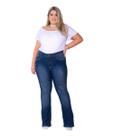 Calça Feminina Jeans Flare Plus Com Bolso Falso