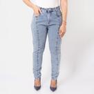 Calça Feminina Jeans Mom Cintura Alta Moda Elegante Top
