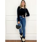 Calça feminina jeans skinny cintura alta lycra