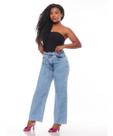 Calça Feminina Jeans WideLeg Barra A Fio E Cinto Calça Feminina Jeans WideLeg Barra A Fio E Cinto