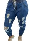 Calça Feminina Jogger Jeans Cintura Alta Blogueira C35
