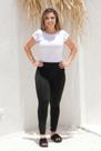 Calça Feminina Legging Montaria Preta Com Recortes Frontais