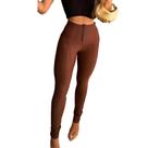 Calca Feminina Lipo Marrom Montaria Legging Inverno Skinny Cirrê Levanta Bumbum Lipo