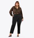 Calça Feminina material sintético Plus Size Secret Glam Preto