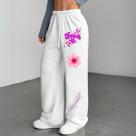 Calça Feminina Moletom Wide Leg Floral Minimalista Inverno Quentinho