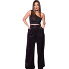 Calça Feminina Paete Blogueira Ajuste Elástico Original Top Elegante Bolso Brilhante Soltinha Lançamento Curto Premium