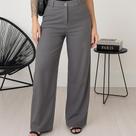 Calça Feminina Pantalona Alfaiataria Cintura Alta Com Bolso e Cinto
