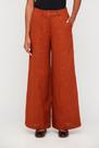 Calça Feminina Pantalona com Bolsos Gaia Linho Avelã