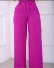 Calça Feminina Pantalona Duna Com Botão Elástico Nas Costas Leve Na Cor Rosa TAM M