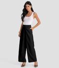 Calça Feminina Pantalona em Tecido Dianna Preto Calça Feminina Pantalona em Tecido Dianna Preto