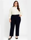 Calça Feminina Plus Size, Alfaiataria, Bolsos e Passantes, Preto