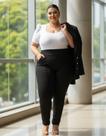 Calça Feminina Plus Size Cós Alto Malha Gorgurinho Confortável Trabalhar E Dia a Dia