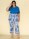 Calça Feminina, Plus Size, Cropped, Alfaiataria, Estampada, Até 54