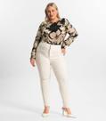 Calça Feminina Plus Size Em Bengaline Secret Glam Bege