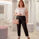 Calça Feminina Plus Size Gorgurão Cintura Alta Modelagem Confortável Casual Trabalho Calça Feminina Plus Size Gorgurão Cintura Alta Modelagem Confortável Casual Trabalho