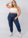 Calça Feminina Plus Size Jogger Azul Jeans, Tam.44