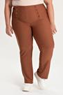 Calça Feminina Plus Size Malha Turim Cós Reto Detalhe Botão - Serena