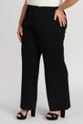 Calça Feminina Plus Size Pantalona Canelado Cós Elástico Detalhe Amarração - Serena