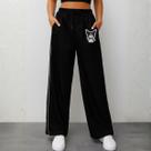 Calça Feminina Reta Larga Preta Kuromi Kawaii Alternativa Cor:PretaTamanho:GG