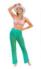 Calça Feminina Saída De Praia Tricot Flare Acinturada Verão