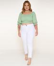 Calça Feminina Sarja Cigarrete Plus Branco