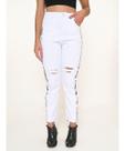 Calça Feminina Sarja Lycra Cropped Mom Branco