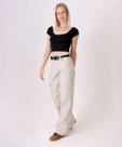 Calça Feminina Sarja Wide Leg Cargo Areia-98039