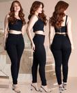 Calça Feminina Sawary Cintura Alta Modelagem Impecável, Não Laceia, Preto Intenso