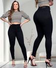 Calça Feminina Sawary Skinny Cintura Alta Sarja Premium Preto Intenso Nova Coleção