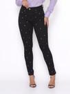 Calça Feminina Skinny Jeans Preto Pontos de strass Levanta Bumbum