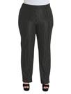 Calça Feminina Social Risca De Giz Cintura Alta Com Elastico Calça Feminina Social Risca De Giz Cintura Alta Com Elastico
