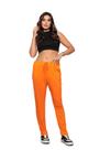 Calça Feminina Soltinha Reta com Elástico e Amarração Laranja