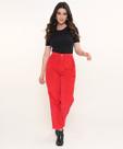 Calça Feminina Veludo Vermelho Mom Razon Jeans