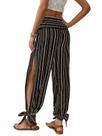 Calça feminina WDIRARA, boho, cintura alta, bainha dividida