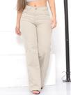 Calça Feminina Wide Leg Bege Premium Cintura Alta lançamento