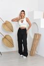 calça feminina wide leg cargo jeans a sarja polso da perna calça feminina wide leg cargo jeans a sarja polso da perna