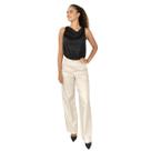 Calça Feminina Wide Leg Cintura Alta Flor De Lis